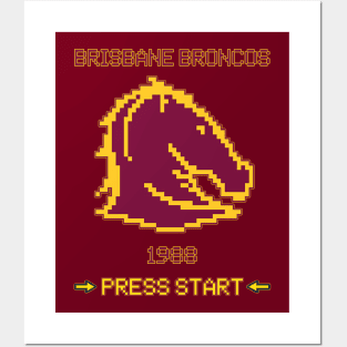 Brisbane - - Pixel Art - RETRO BRONCOS Posters and Art